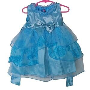 Trendy Girl Infant Shiny, Blue, Lace Dress‎ Size 12M NWT